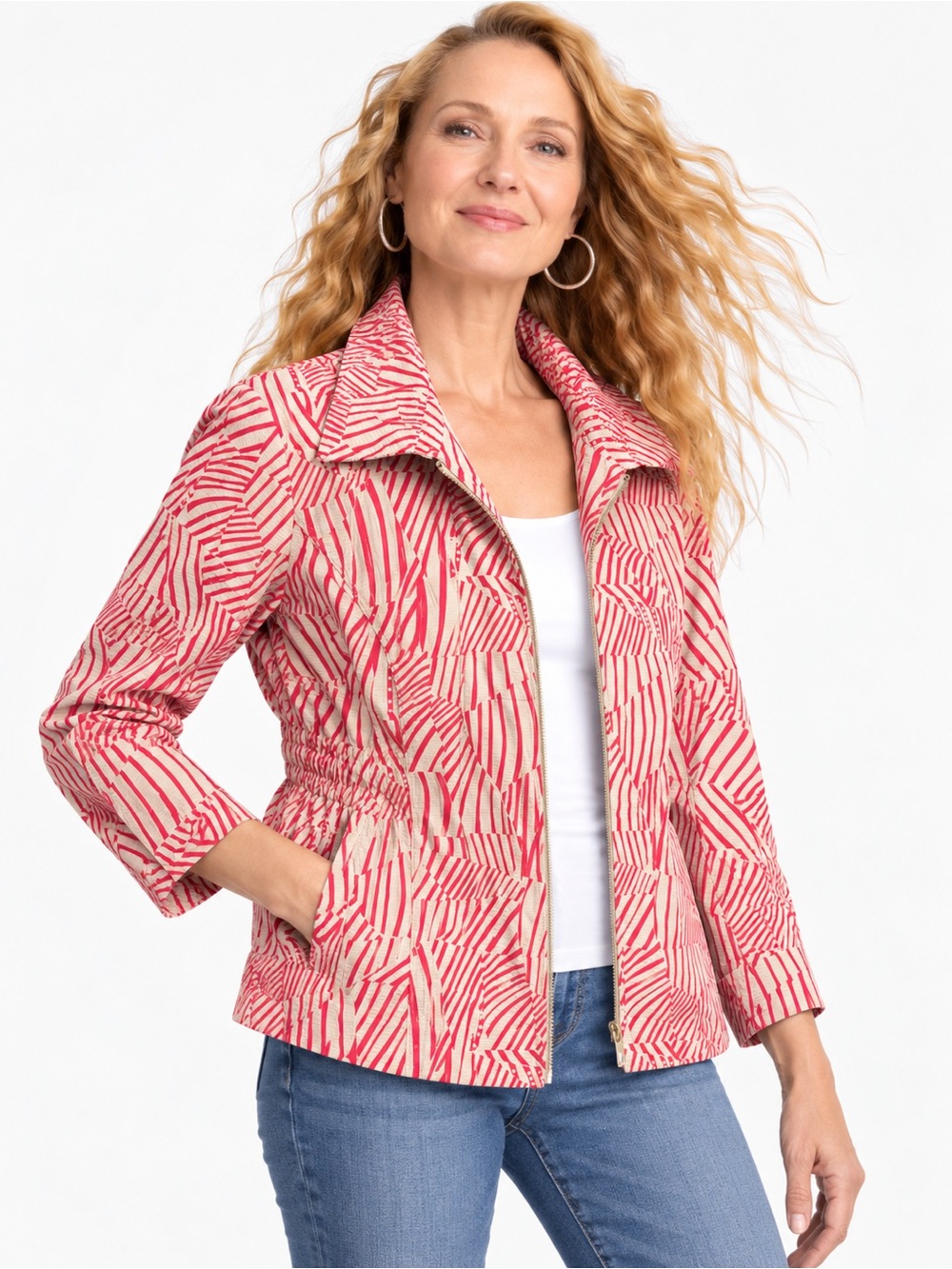 Chico’s Zenergy Neema Painterly Waves Jacket Size 2 L 12/14